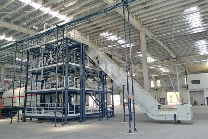 Système de broyage fermé utilisé dans le cadre d'un projet de recyclage de batteries au lithium en Chine